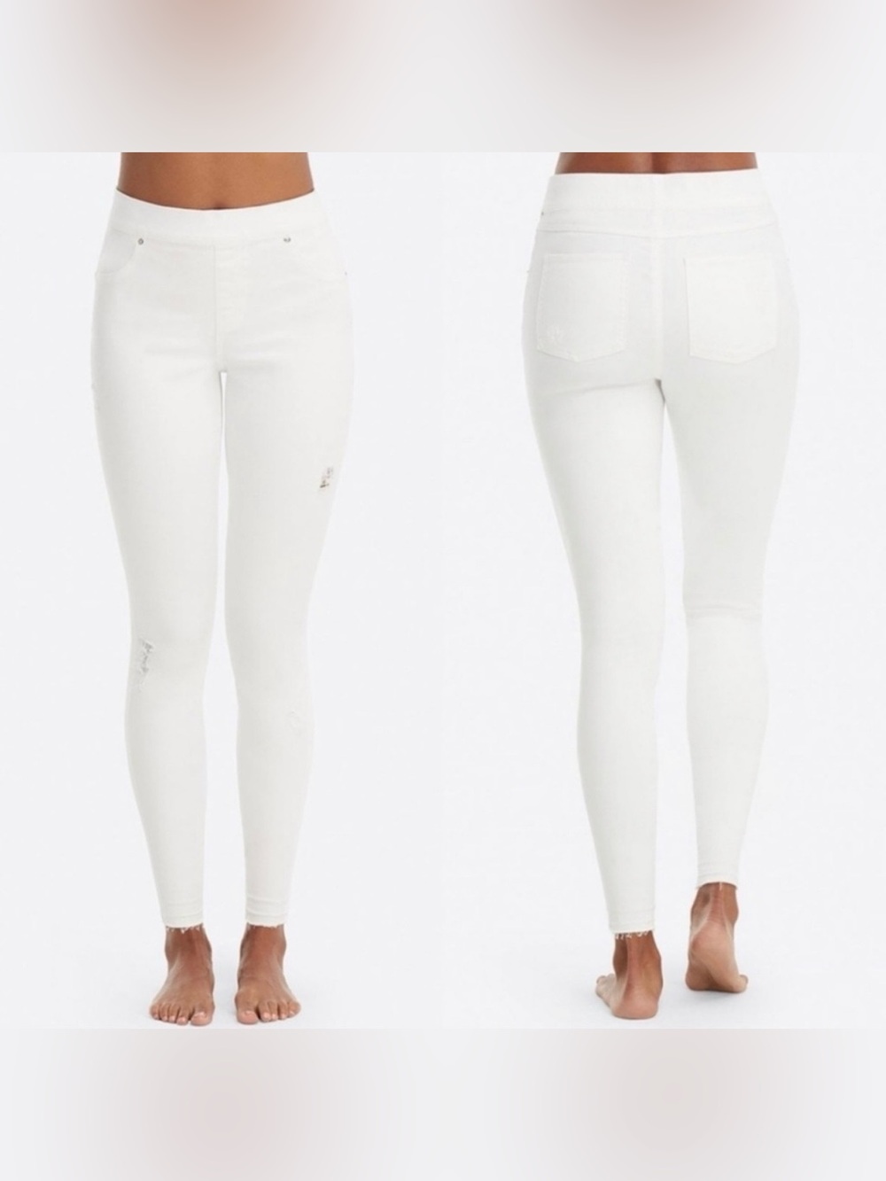 NWT SPANX White High-Rise Distressed Skinny Jeans